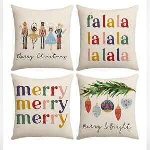 Christmas ‘Nutcracker’ Throw Pillow COVER Set - Multicolor 18x18” SQUARE